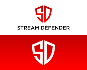 Logo design about monogram SD letters and security shield icon.
