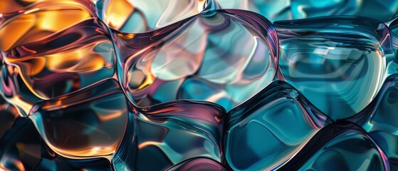 Wavy Glass Shapes Background. Abstract background.