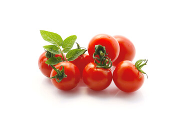 fresh red cherry tomatoes isolated on a white background