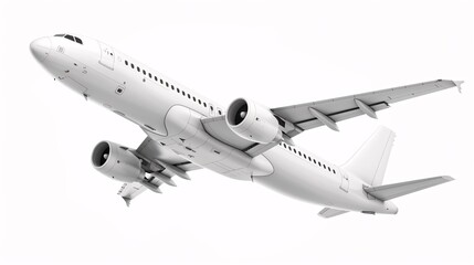 a white airplane with a white background