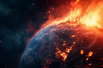 "Cosmic Collision: A small planet crashes into the Earth"
