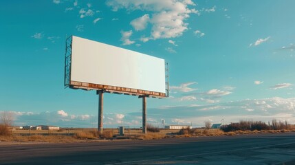 Close-up, highway with a striking billboard against a bright sky, 32k full ultra HD, high resolution, minimal design