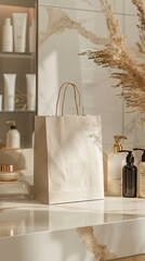 Salon Reception Paper Bag | Paper bag mockup |Portrait mockup