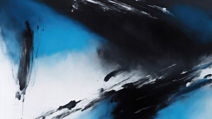 Fototapeta premium Abstract Black texture with black and light blue brush painting