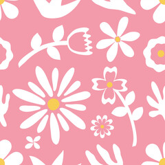 Obraz premium flower floral seamless repeat pattern. this is a colorful flower vector illustration. Design for decorative, wallpaper, shirts, clothing, tablecloths, blankets, wrapping, texture, textile, fabric 
