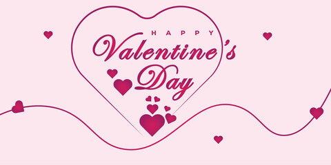 Happy Valentines Day banner, Valentines Day greeting card, Banner with red hearts, Hearts frame valentines day poster vector