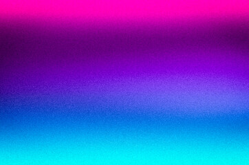 Modern gradient neon abstract background. Rough texture noise grain. Pink purple blue sky blue. Backdrop element. Illustration design wallpaper banner header website book cover card poster.