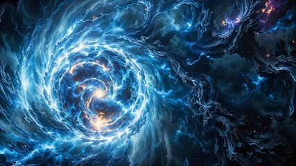 Portal vortex of swirling smoke and glowing energy, creating a portal to a mystical universe. Dramatic and powerful, tunnel spins with the magic of the cosmos, captured in a cinematic fantasy scene.