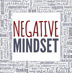 Negative Mindset word cloud conceptual design isolated on white background.