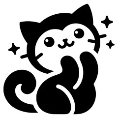 Black Cat Silhouette with Stars