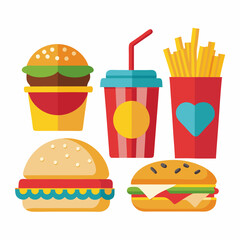 Unique Fast Food and Drink Flat Icons - Professional Vector Illustrations for Creative Projects.
