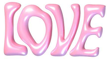 Love 3D inscription. Decor for Valentine's Day. Pink plastic letters. 