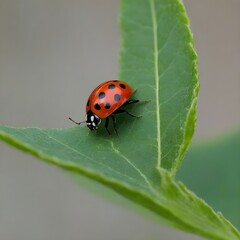 Fototapeta premium Beatiful looking ladybug in its natural habitat exploring the nature