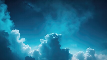 Cyan and blue cloudy sky with smoke background with stars