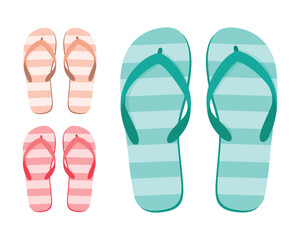 Seth s beach flip-flops. Colorful flip-flops. Summer beach shoes in cartoon style. Vector illustration