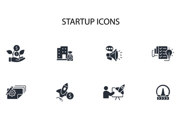 Startup icon set.vector.Editable stroke.linear style sign for use web design,logo.Symbol illustration.