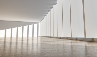 3D rendering of minimalist indoor space perspective background