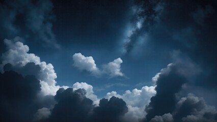 Fototapeta premium Gray and blue cloudy sky with smoke background with stars