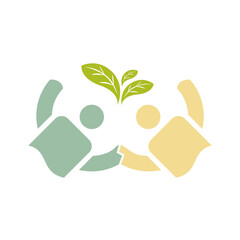 illustration plant recycling organization with people embrace each other