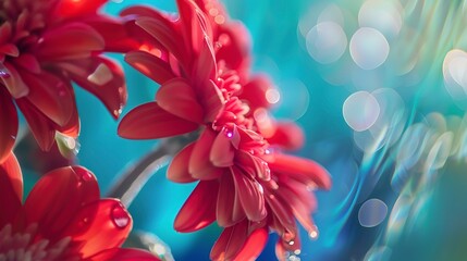 Water-loving flowers, close-up, soft sidelighting, saturated colors, cinematic style, vibrant details 