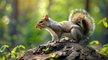 squirrel on top of a tree trunk
