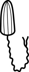 Menstruation period doodle. Feminine hygiene products, menstrual protection elements. Vector outline illustration tampon