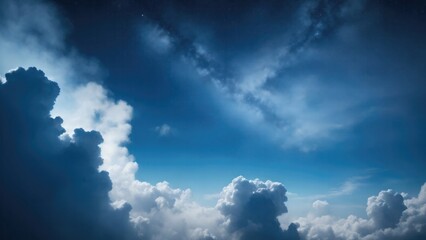 White and blue cloudy sky with smoke background with stars