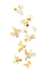 Delicious popcorn isolated on white background. Cinema and entertainment concept. Movie night with...
