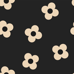 Vector seamless background. Minimalistic abstract floral pattern. Modern print in black and white color. Ideal for textile design, screensavers, covers, cards, invitations and posters.
