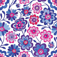 Hand-drawn Floral Pattern Vector | Seamless Flower Ornament Design | Perfect for Wrapping Paper, Wallpaper, Fabric Print