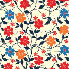 Hand-drawn Floral Pattern Vector | Seamless Flower Ornament Design | Perfect for Wrapping Paper, Wallpaper, Fabric Print