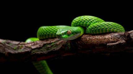 Stunning Green Snake on a Branch - Generative AI