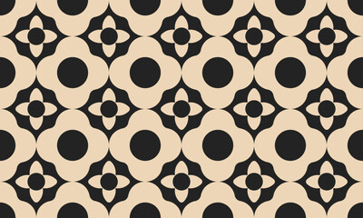 Vector seamless background. Minimalistic abstract floral pattern. Modern print in black and white color. Ideal for textile design, screensavers, covers, cards, invitations and posters.