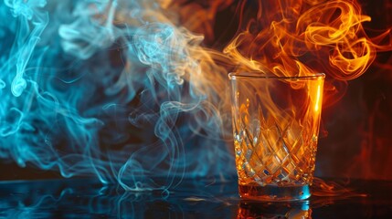 Dramatic Glass with Fire and Smoke Effects