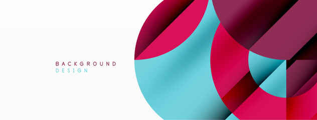 Circle and line geometric background. Round shapes with diagonal lines composition for wallpaper, banner, background or landing
