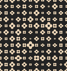 Simple abstract black and white flowers print. Trendy geometric pattern in 70s retro style. Fashionable template for design.