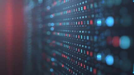 Fototapeta premium Abstract background of digital data rows and binary code, representing cyber technology and advanced information systems.
