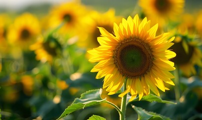 Fototapeta premium sunflowers blooming in a vibrant summer field, Generative AI