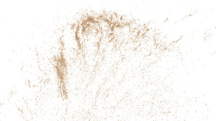 3D rendering of scattered sand granules or fine dirt on transparent background
