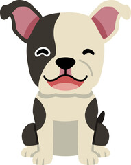 Cartoon character smiling boston terrier dog for design.