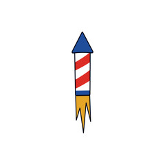 4th of July element. America Independence Day symbol and icon - rocket. American national graphics in flat style. Stock vector