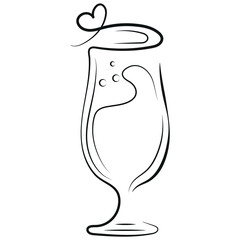 glass for any cocktails drawn in line art style, for logos, patterns or packaging