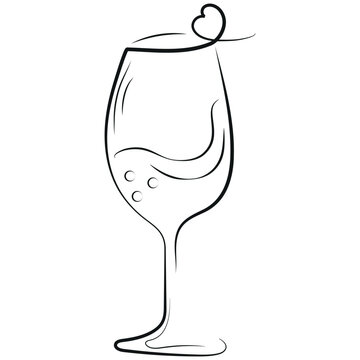 recommend clip art: wine glass drawn in line art style, for logos, design or packaging