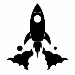 Rocket with Smoke silhouette vector illustration 