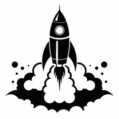 Rocket with Smoke silhouette vector illustration 