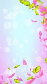 Loop Spring cherry blossom petals and leaves, nature gradient design element