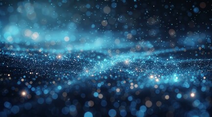 Fototapeta premium Abstract Blue Glitter Background With Bokeh Lights