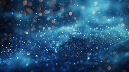 Fototapeta premium Abstract Blue Glitter Background With Bokeh Lights