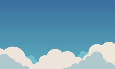 Cartoon clouds background, Sky and Clouds, Beautiful Background. Stylish design with a flat, cartoon poster, flyers, postcards, web banners. holiday mood, airy atmosphere. 