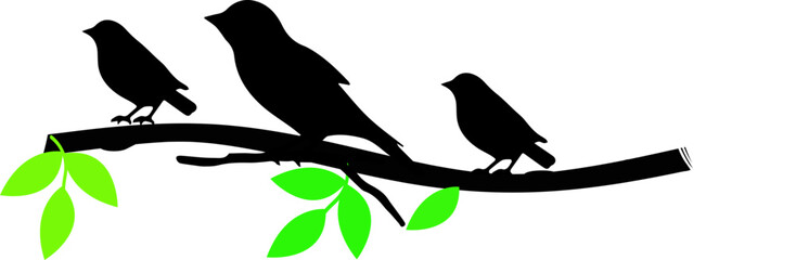 Silhouette Branch Bird Vector Image